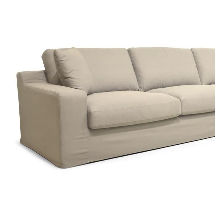 Hexagone - Canapé d'angle fixe droit - Tissu mastic - L 306 x P 190 x