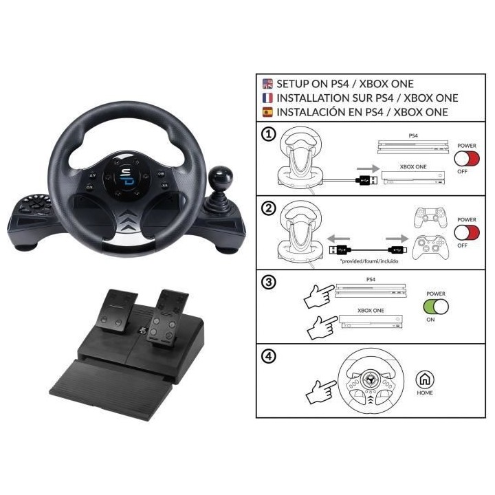 Superdrive - Volant de course GS750 avec pédalier, palettes, levier d