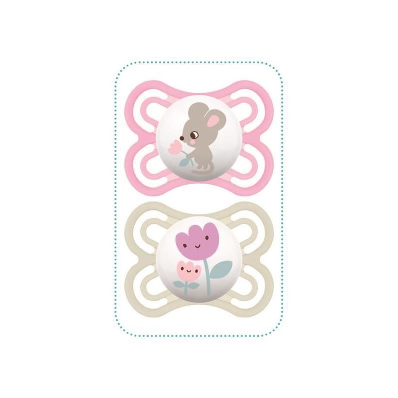 MAM Sucette Perfect - 2-6+m - Silicone - Bte stérilisation - Lot de 2 - Beige