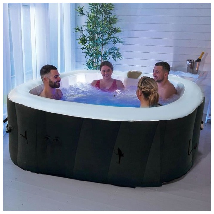 Spa gonflable SUNSPA - AC01-LED - 157 x 67 cm - 4 places - Carré (Liv
