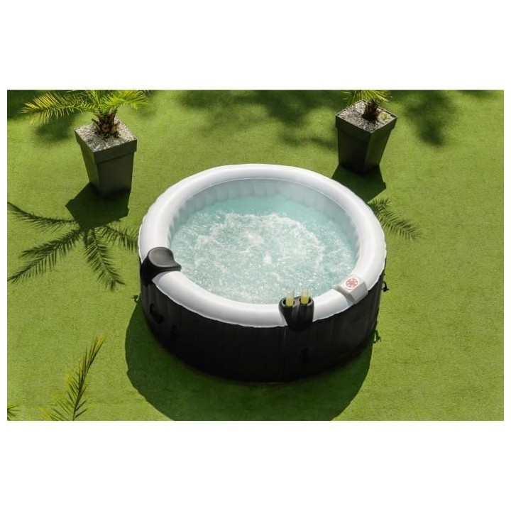 SUN SPA Spa gonflable rond laminé Décor Rattan - 4 personnes - 1, 85