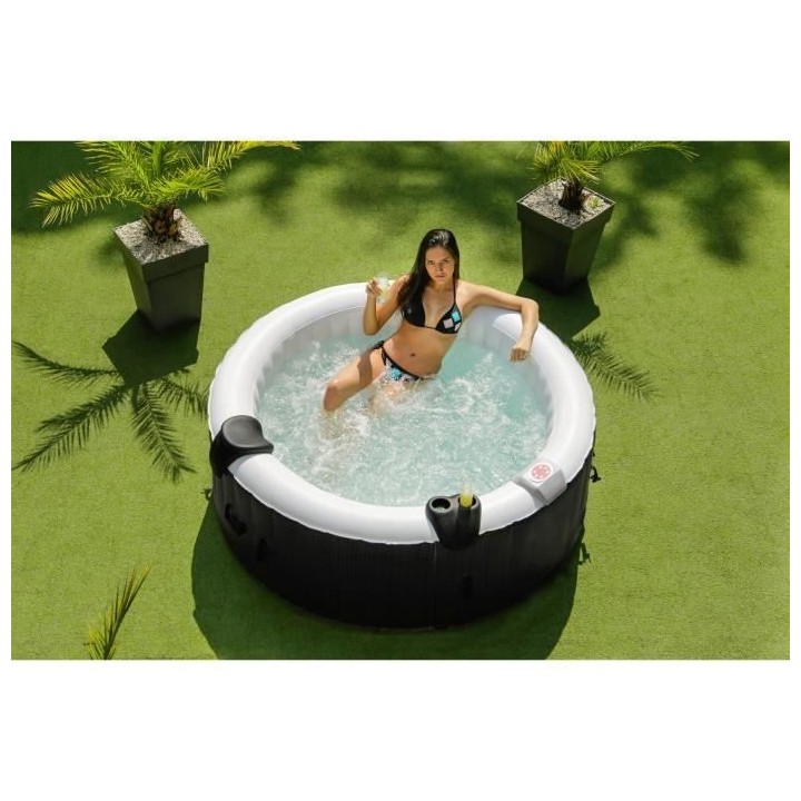 SUN SPA Spa gonflable rond laminé Décor Rattan - 4 personnes - 1, 85