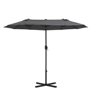 Parasol droit 2 tetes 3 x 1,8 m - Mât et baleines en acier - polyeste