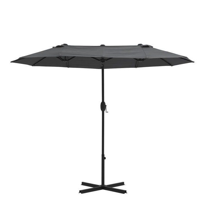 Parasol droit 2 tetes 3 x 1,8 m - Mât et baleines en acier - polyeste
