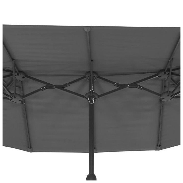 Parasol droit 2 tetes 3 x 1,8 m - Mât et baleines en acier - polyeste