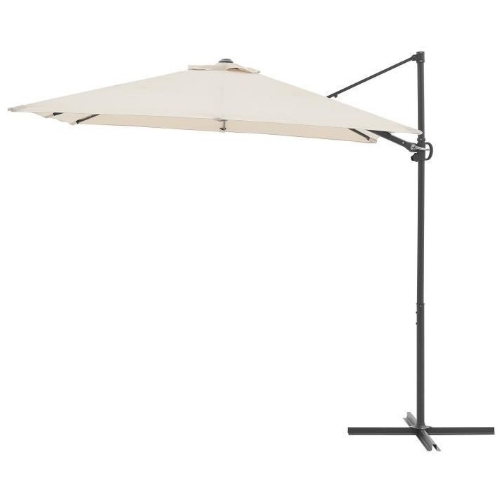 Parasol déporté carré 2,45 x 2,45m - Mat en aluminium avec toile po