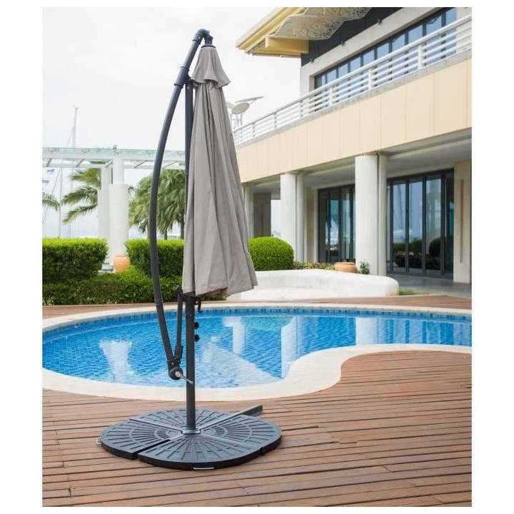 Parasol déporté diametre 3m - structure en aluminium avec toile poly