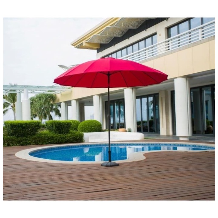 Parasol droit type Shanghai diametre 3m inclinable - Mat aluminium et