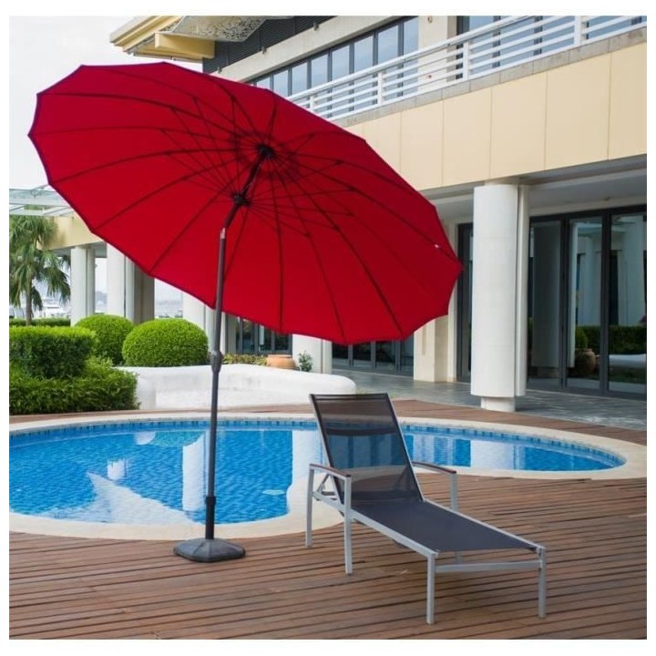 Parasol droit type Shanghai diametre 3m inclinable - Mat aluminium et