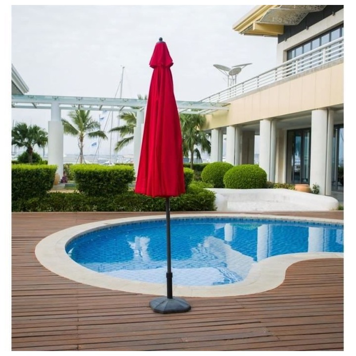 Parasol droit type Shanghai diametre 3m inclinable - Mat aluminium et