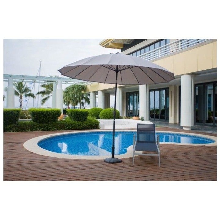 Parasol droit type Shanghai diametre 3m inclinable - Mat aluminium et