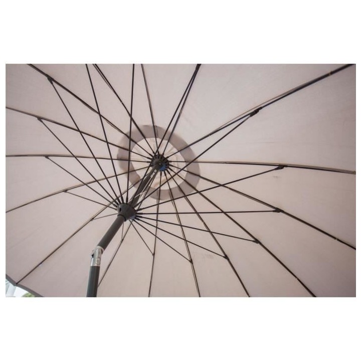 Parasol droit type Shanghai diametre 3m inclinable - Mat aluminium et