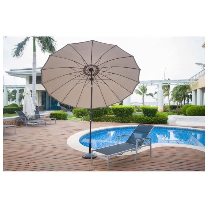Parasol droit type Shanghai diametre 3m inclinable - Mat aluminium et