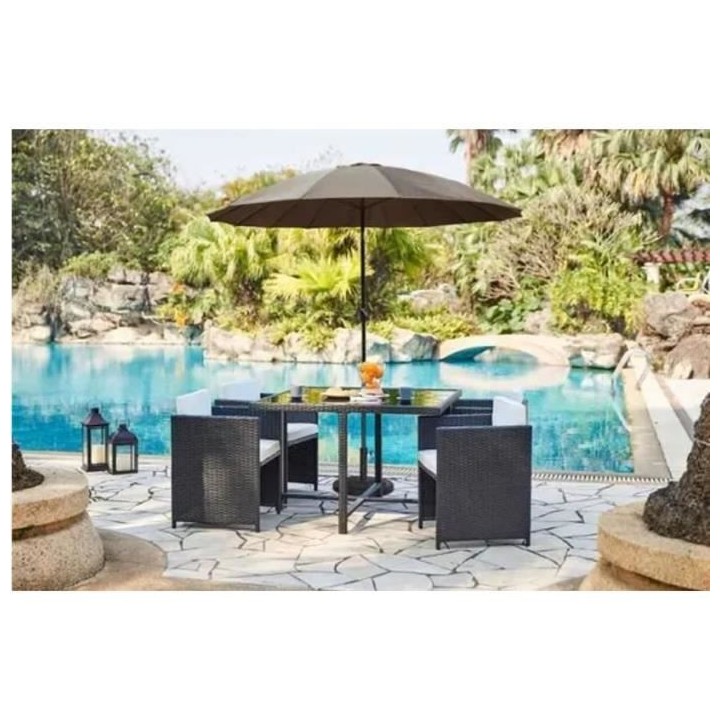 Parasol droit type Shanghai diametre 3m inclinable - Mat aluminium et