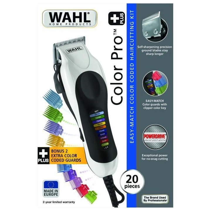 WAHL Tondeuse cheveux Color Pro Corded 20104.046 - 20 pieces