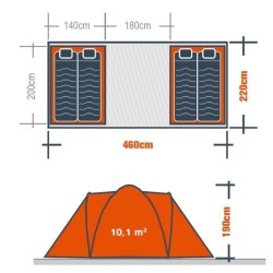 Tente camping 4 places SURPASS SURPTENT401G Gris