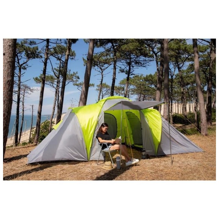 Tente de camping familiale 6 places SURPASS SURPTENT601 Vert et Gris