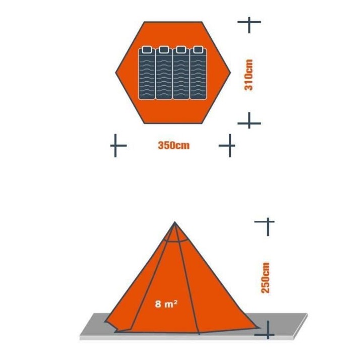 Tente tipi 4 personnes SURPASS Gris
