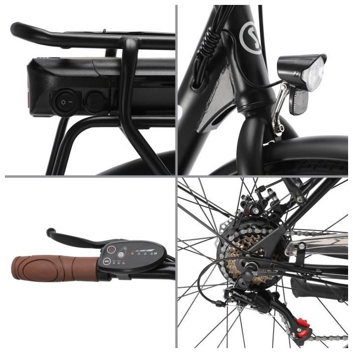 Vélo Électrique SURPASS SURVAEVILLENOIR 26'' Noir 6 vitesses Batteri