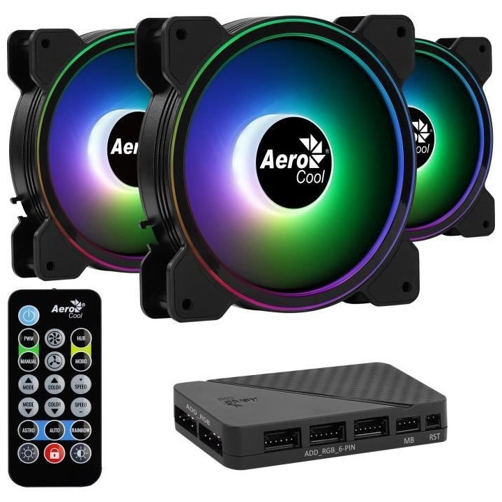 AEROCOOL Saturn 12F ARGB Pro (Pack de 3) - Ventilateur 120mm ARGB pour
