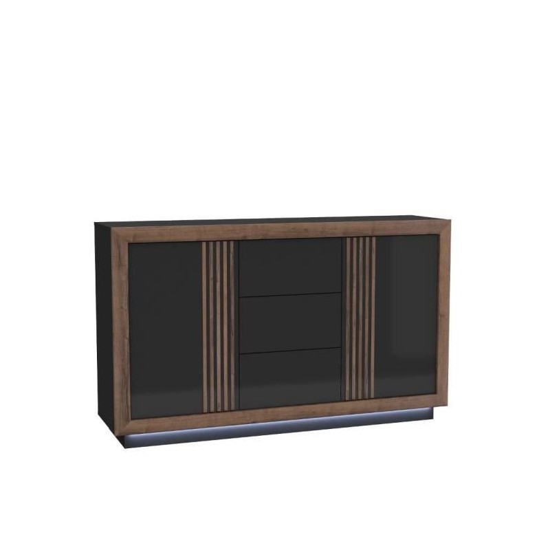 SAVONA SVNK231B-M188 Buffet 162,7 cm, 2 portes - 2 étageres, 3 tiroirs avec fermeture soft-close, éclairage inclus