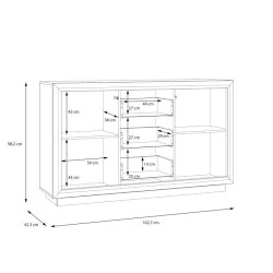 SAVONA SVNK231B-M188 Buffet 162,7 cm, 2 portes - 2 étageres, 3 tiroirs avec fermeture soft-close, éclairage inclus