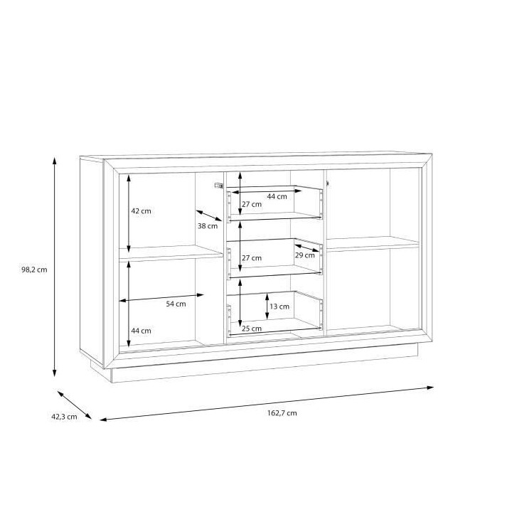 SAVONA SVNK231B-M188 Buffet 162,7 cm, 2 portes - 2 étageres, 3 tiroir