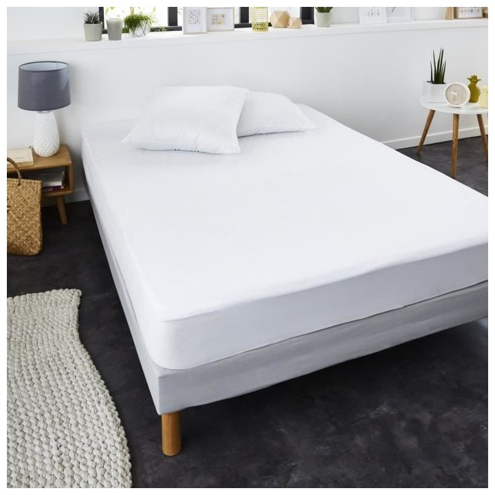 SWEETNIGHT Protege-matelas Top Prix 160x200 cm - Blanc