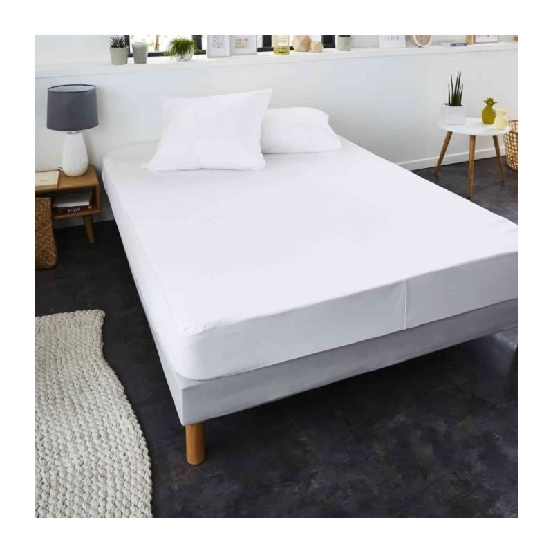 SWEETNIGHT Protege-matelas CHLoe AEGIS 100% coton anti-acariens 180x200 cm - Blanc