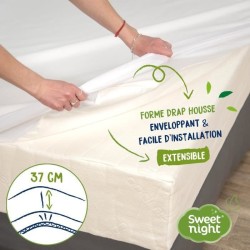 SWEET NIGHT Protege matelas imperméable anti-acariens traitement végétal Greenfirst - 180 x 200 cm - Blanc