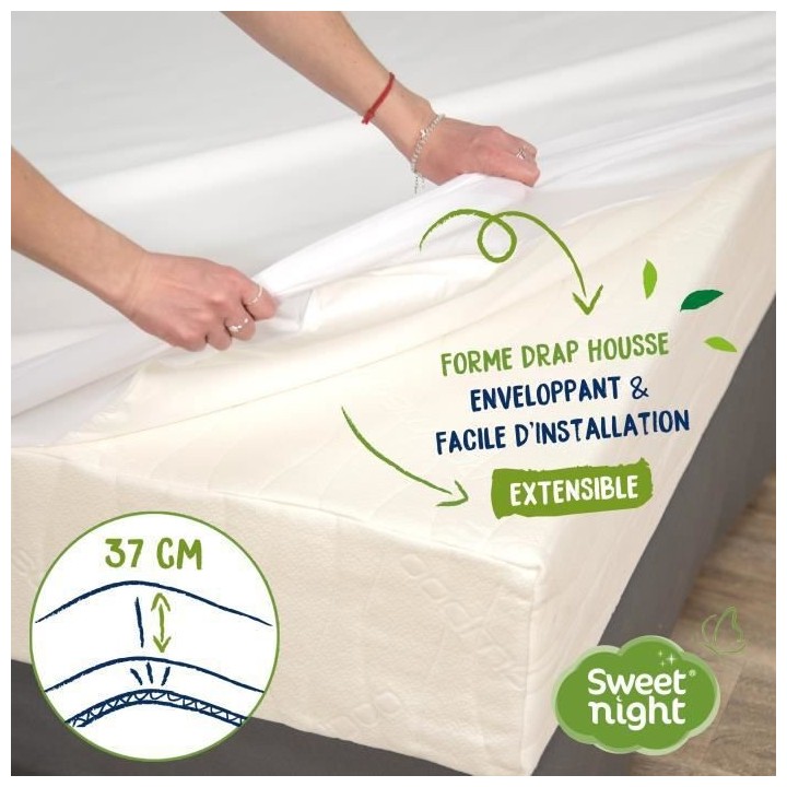 SWEET NIGHT Protege matelas imperméable anti-acariens traitement vég
