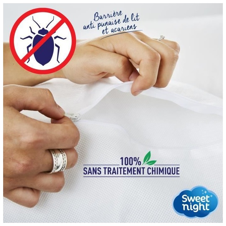 SWEET NIGHT Housse intégrale pour oreiller Anti punaise de lit Anti-a