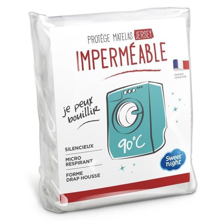 SWEET NIGHT Protege matelas imperméable - 140 x 190/200 cm - Blanc