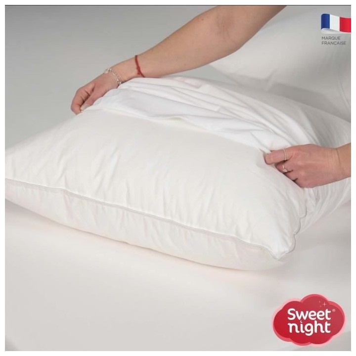 SWEET NIGHT Lot de 2 protege-oreillers imperméables - 65 x 65 cm - Bl