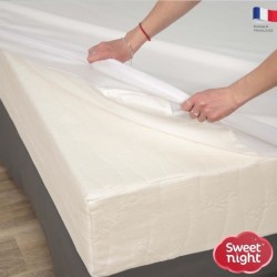 SWEET NIGHT Protege matelas imperméable et anti acariens - 90 x 190/200 cm - Blanc