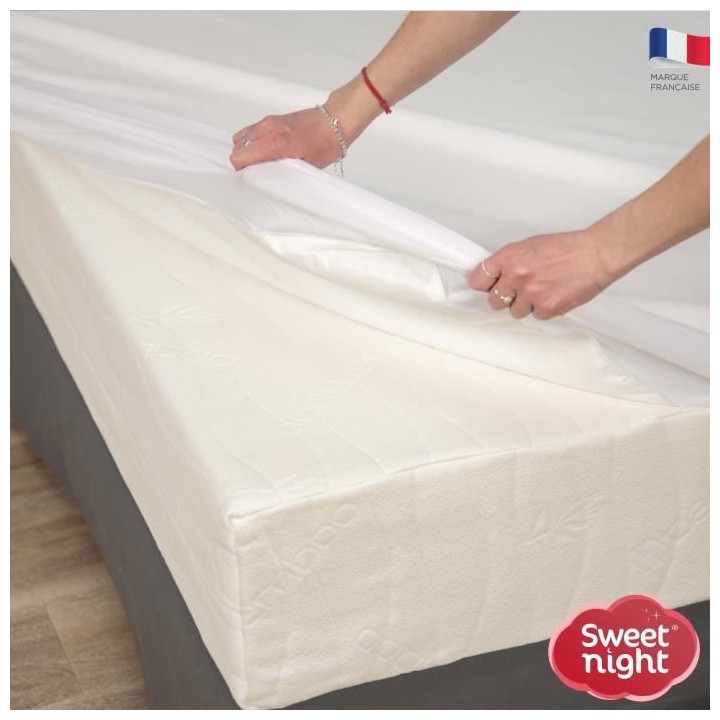 SWEET NIGHT Protege matelas imperméable et anti acariens - 140 x 190/
