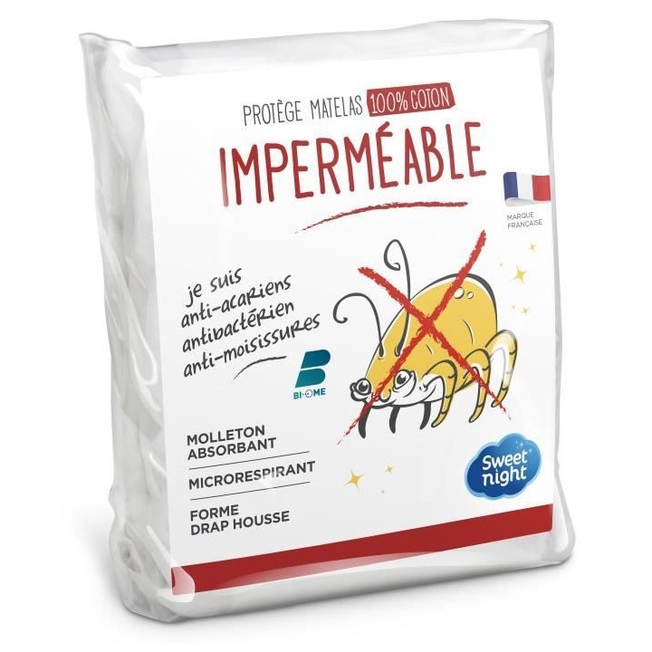 SWEET NIGHT Protege matelas imperméable et anti acariens - 70 x 200 c