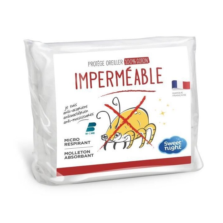 SWEET NIGHT Protege-oreiller imperméable et anti acariens - 50 x 70 c