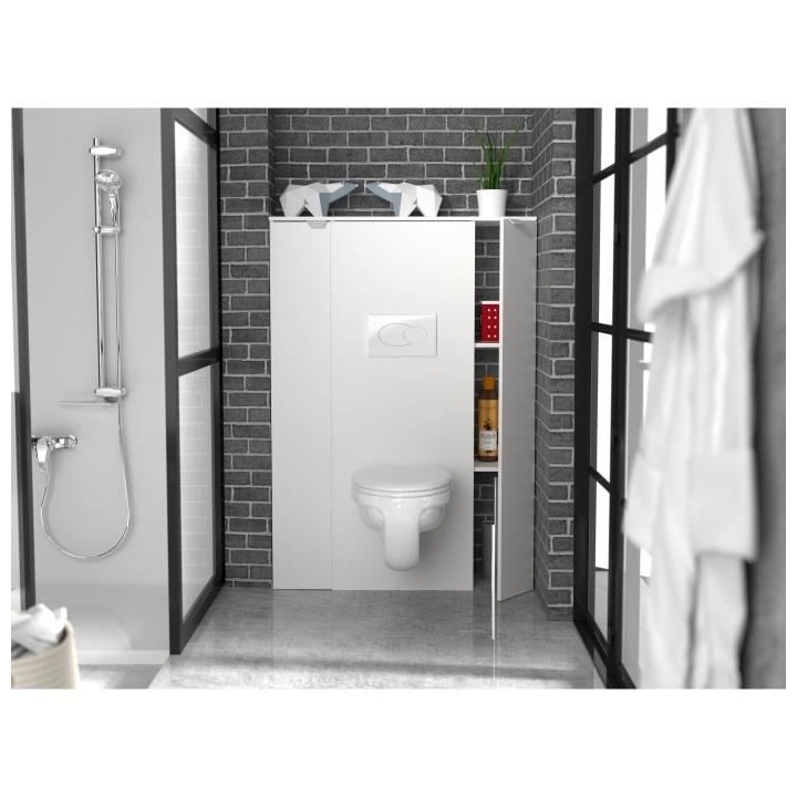 EKIPA Aménagement pour WC - Blanc - L 53 x P 27 x 140 cm - SWEAT