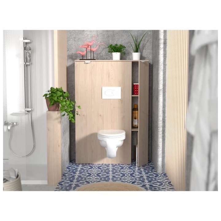 EKIPA Aménagement pour WC - Décor Chene Jackson et blanc mat - L 53