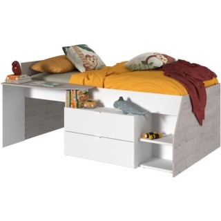 PARISOT KIM Lit combiné enfant contemporain décor gris loft et blanc