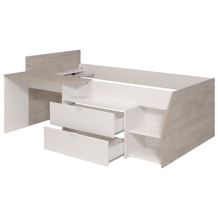 PARISOT KIM Lit combiné enfant contemporain décor gris loft et blanc