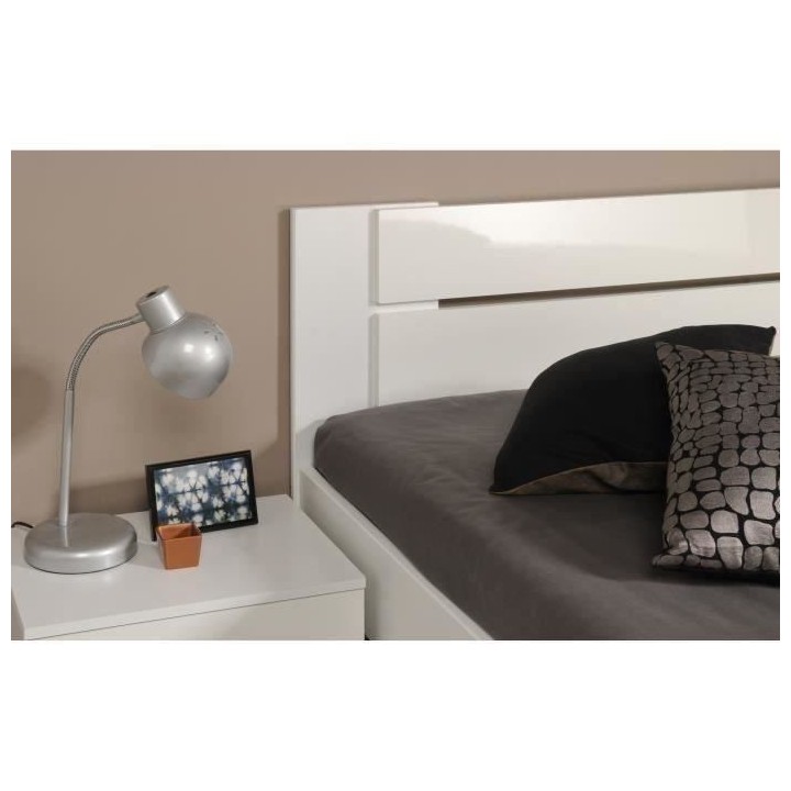 PARISOT Lit adulte - Contemporain - Décor blanc et blanc brillant - l