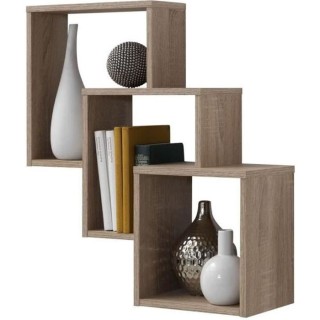 FMD Étagere murale avec 3 compartiments Couleur chene