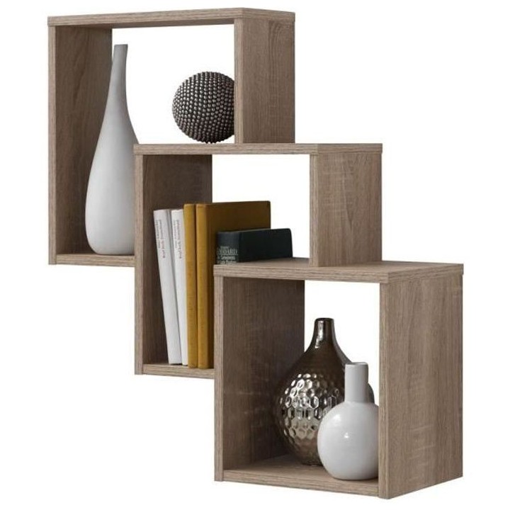FMD Étagere murale avec 3 compartiments Couleur chene