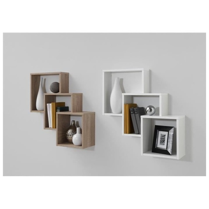 FMD Étagere murale avec 3 compartiments Couleur chene
