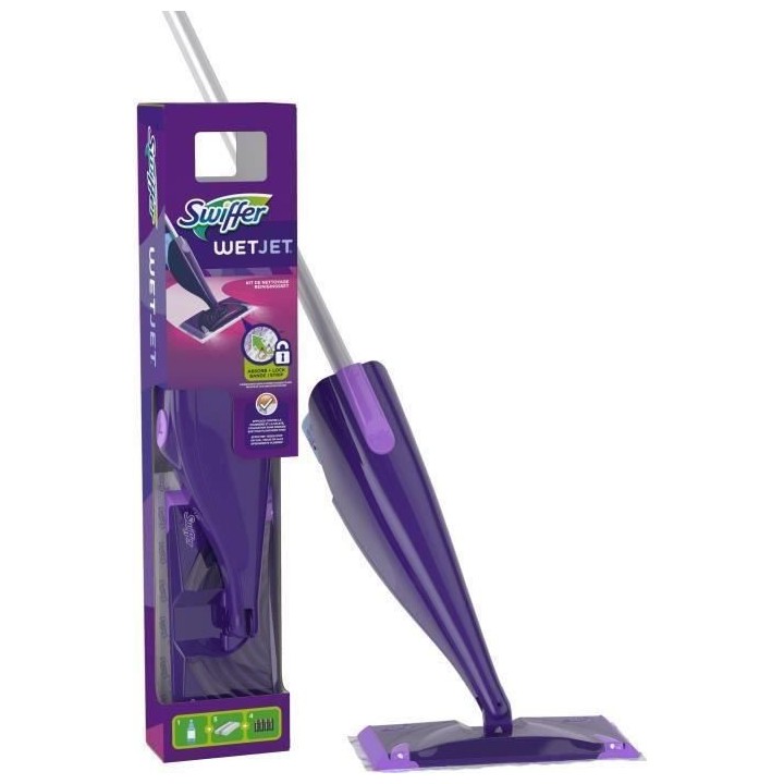 SWIFFER WetJet Balai Kit complet avec 5 lingettes, 1 nettoyant Liquide