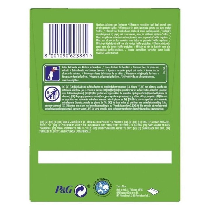 Swiffer Balai Attrape-Poussiere Recharges Lingettes Poussieres 36 Uni