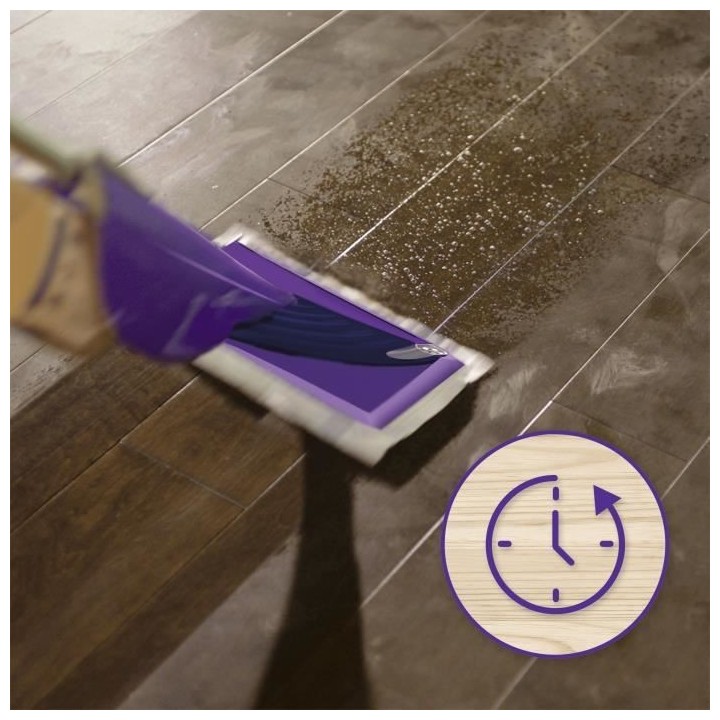 SWIFFER WetJet Wood Balai Spray Kit complet avec 5 lingettes, 1 nettoy