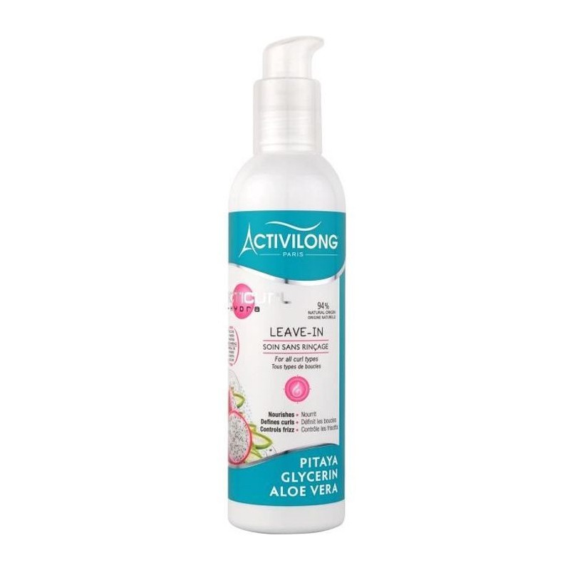 ACTIVILONG Soin sans rinçage Acticurl Hydra Leave-In - Pitaya, glycerine et aloe vera - 240 ml